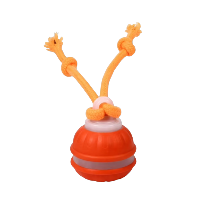 Orange interaktiv leksak med snören för husdjur