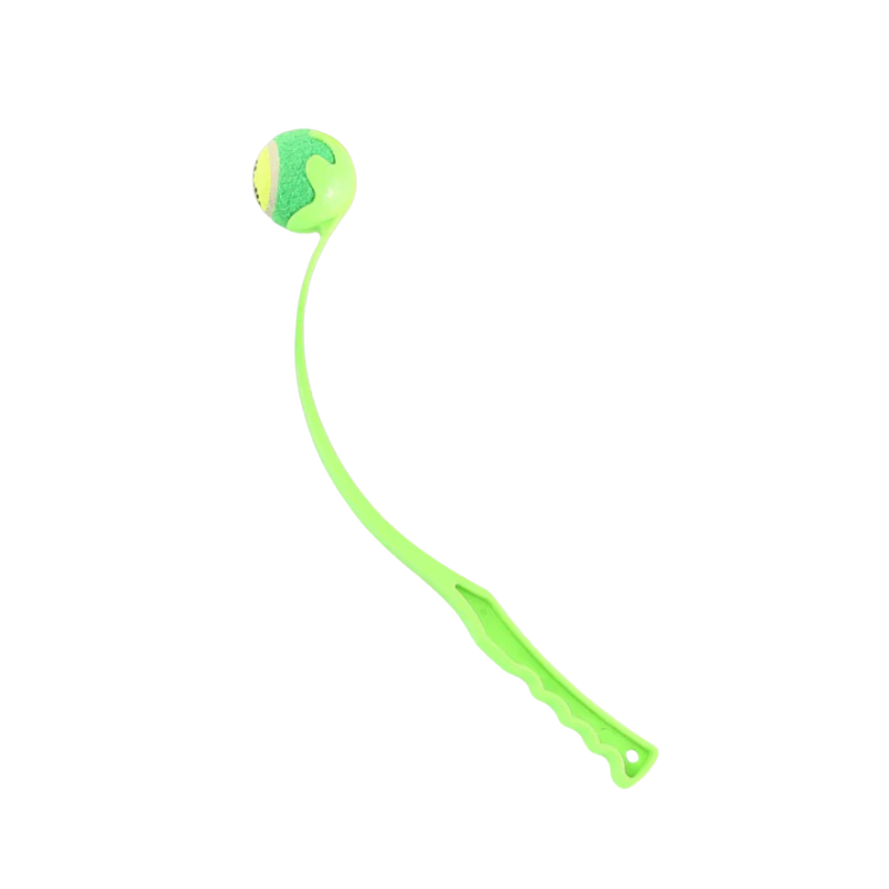 Grön handhållen bollkastare med en boll