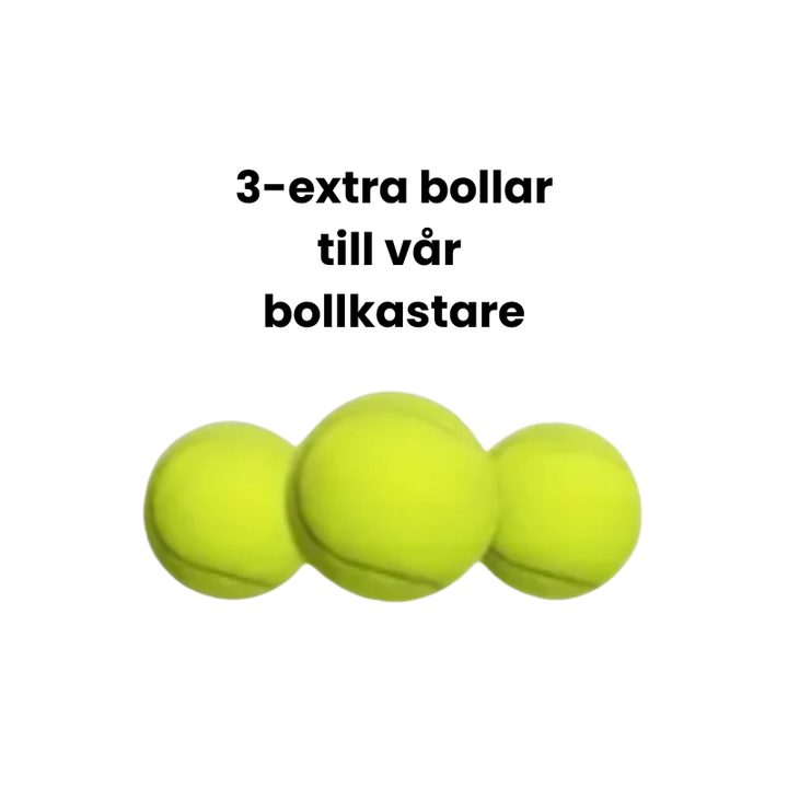 Tre små tennisbollar till vår bollkastare
