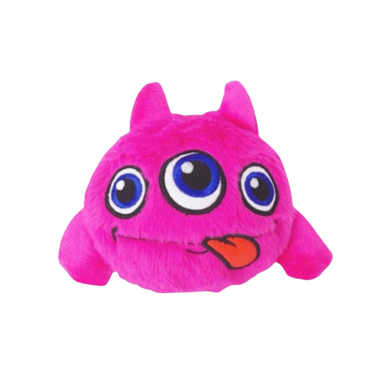 Rosa fluffig interaktiv hundleksak med tre ögon