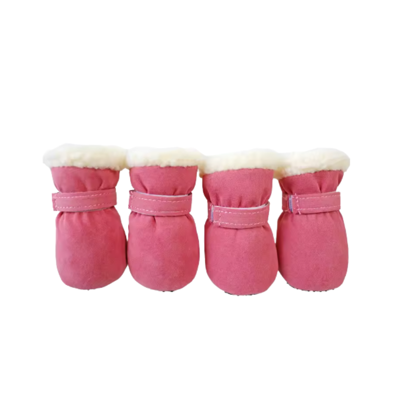 Rosa fodrade vinter skor till hundar
