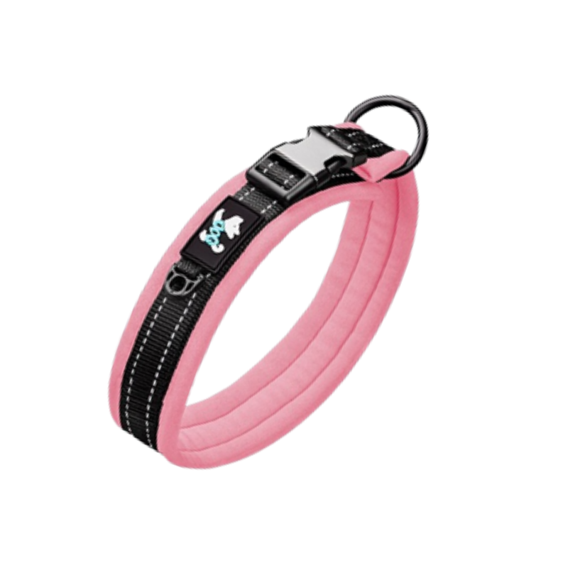 Rosa hundhalsband med metall knäppe