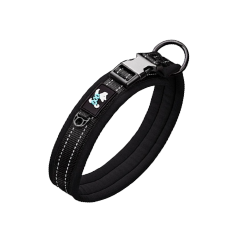 Svart hundhalsband med metall knäppe