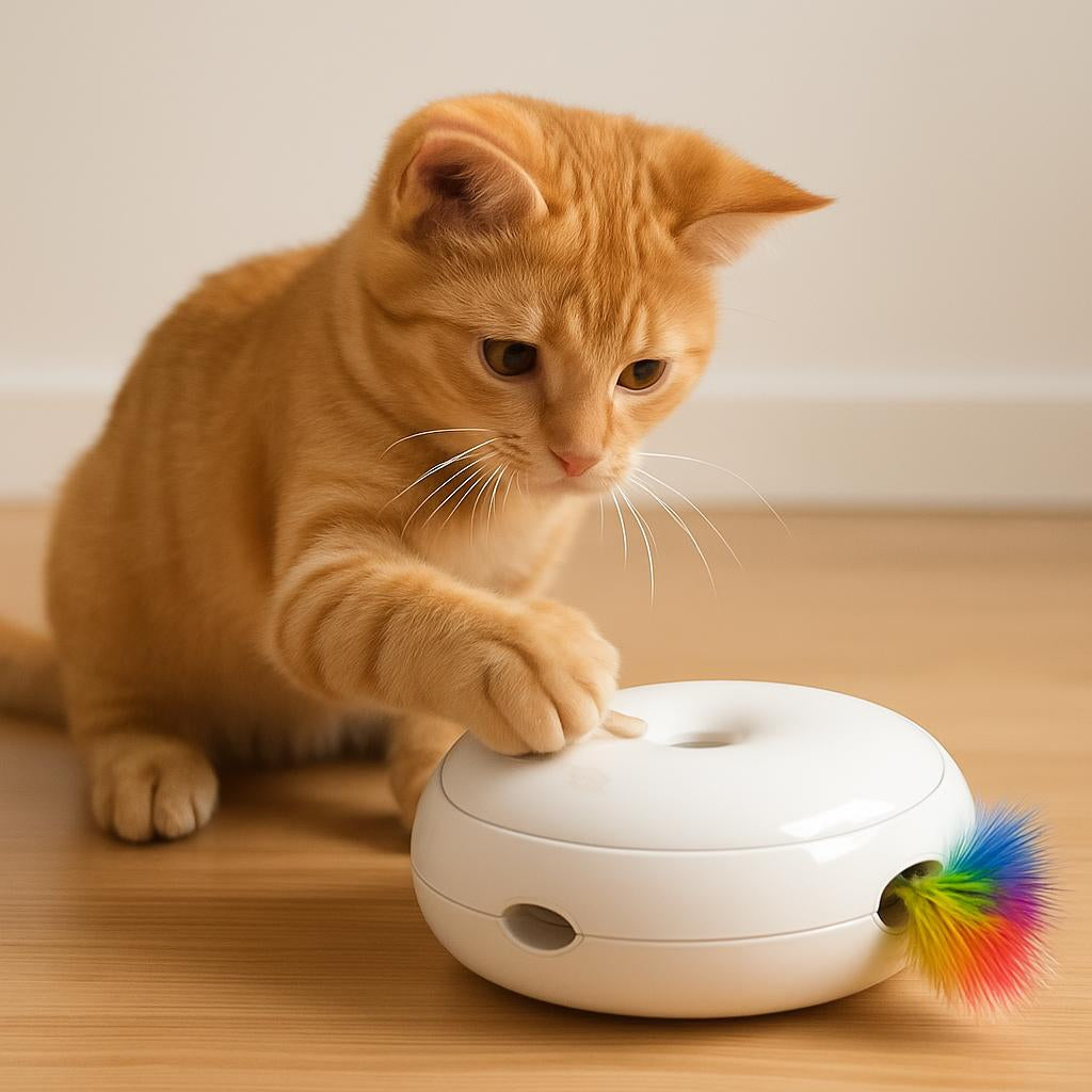 Katten leker med interaktiv kattleksak homerun