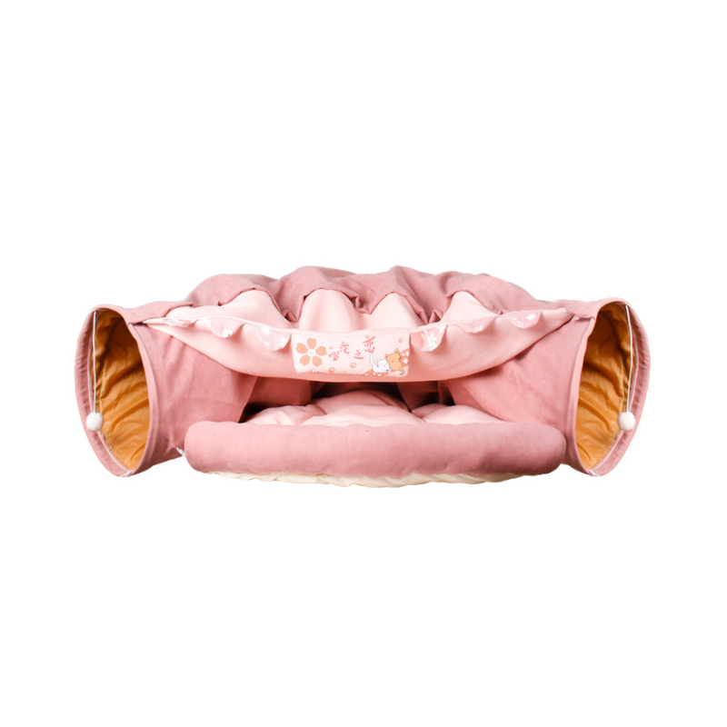 Mysgrotta 3-i-1 för katt & hund - sovplats, lektunnel & bädd