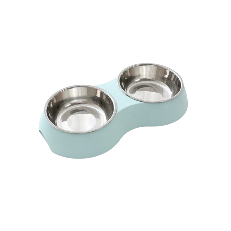 Mintgrön matskål med rostfria skålar