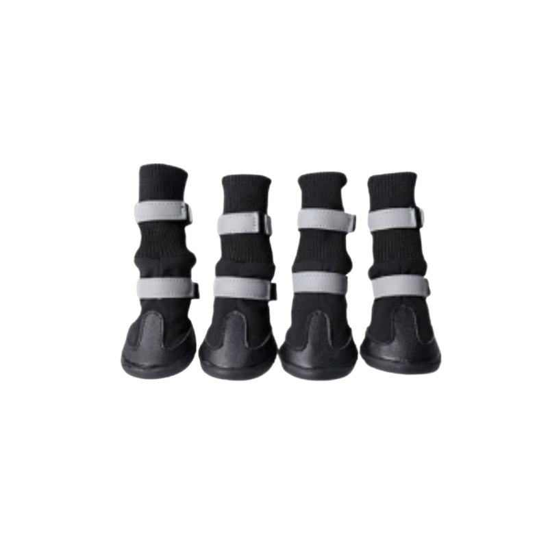 Svarta fodrade allväders skor till hundar med tvår kardborre knäppningar