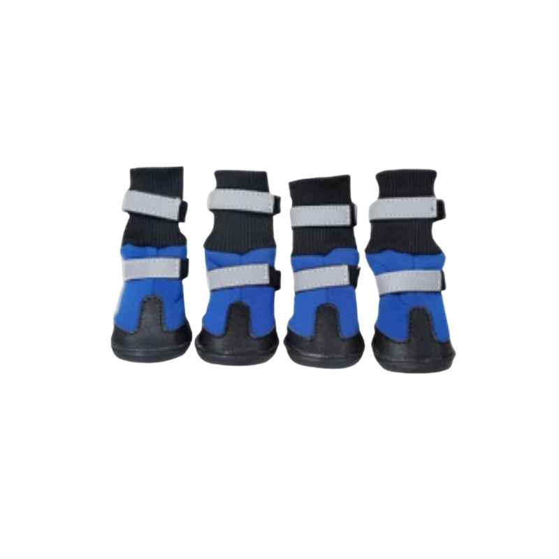 Blå fodrade allväders skor till hundar med tvår kardborre knäppningar