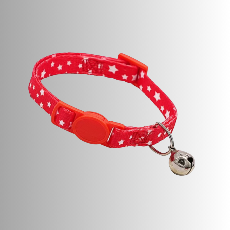 Rött halsband till katter med stjärnor på